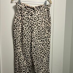 J Crew Leopard Print Linen Pants